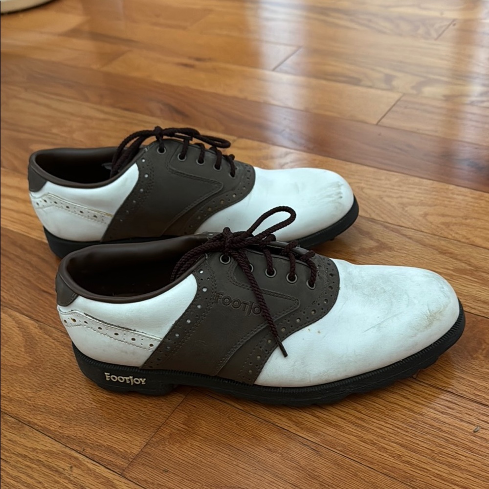 FootJoy Men's White and Brown Golf Shoes